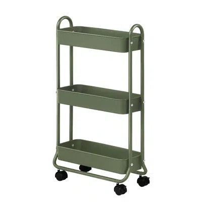 Sunnypoint Slim Rolling Storage Cart, 3 Tier Bathroom Storage Organizer Bathroom, Laundry Utility Cart In Green