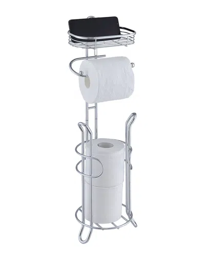 Sunnypoint Toilet Paper Holder With Shelf In Silver