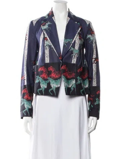 Pre-owned Suno Animal Print Blazer In Blue