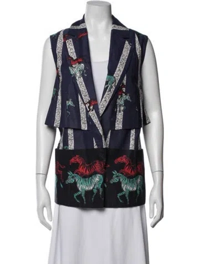 Pre-owned Suno Animal Print Blazer In Blue