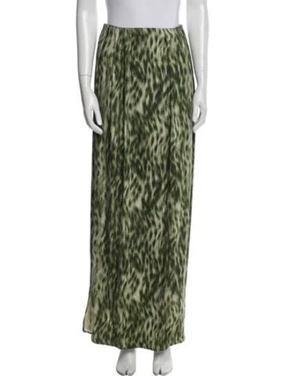 Pre-owned Suno Animal Print Long Skirt In Green