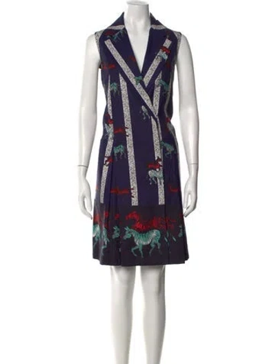 Pre-owned Suno Animal Print Mini Dress In Blue