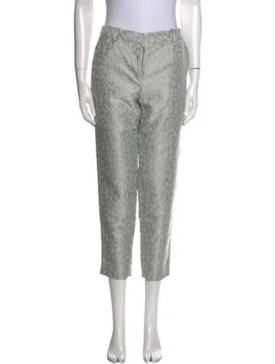 Pre-owned Suno Animal Print Straight Leg Pants In Green