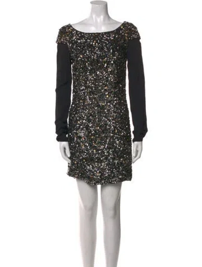 Pre-owned Suno Bateau Neckline Mini Dress In Black