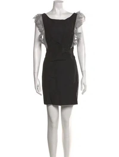 Pre-owned Suno Bateau Neckline Mini Dress In Black