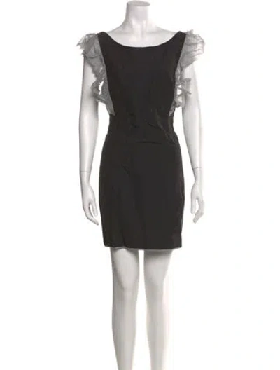 Pre-owned Suno Bateau Neckline Mini Dress In Black