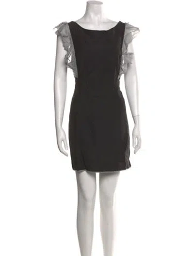 Pre-owned Suno Bateau Neckline Mini Dress In Black