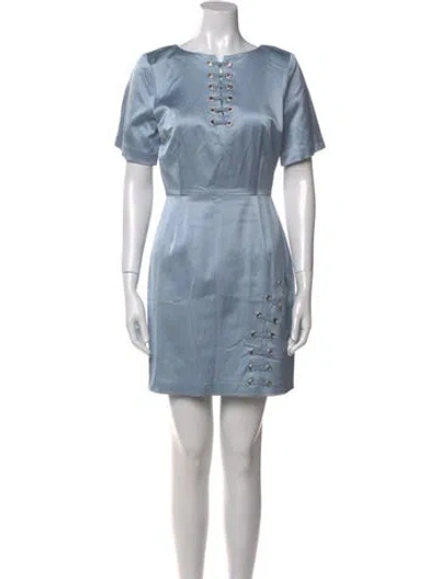 Pre-owned Suno Bateau Neckline Mini Dress In Blue