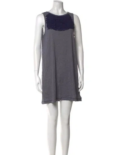 Pre-owned Suno Bateau Neckline Mini Dress In Blue