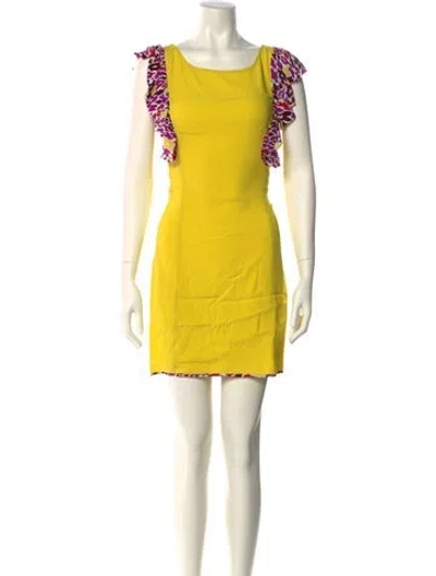 Pre-owned Suno Bateau Neckline Mini Dress In Yellow