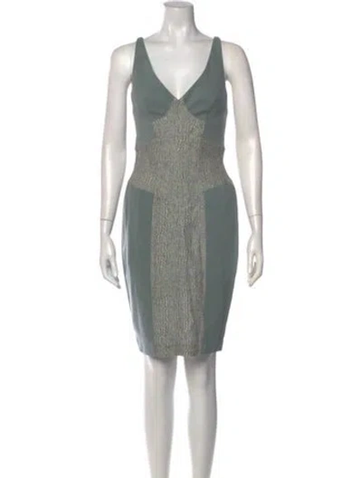 Pre-owned Suno Colorblock Pattern Knee-length Dress In Blue