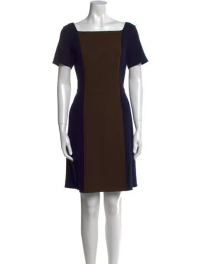Pre-owned Suno Colorblock Pattern Mini Dress In Brown