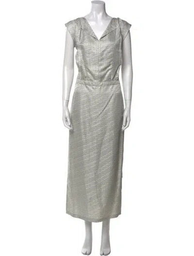 Pre-owned Suno Cowl Neck Long Dress In Blue