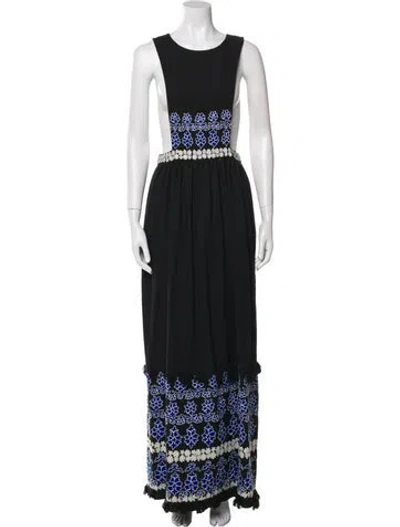Pre-owned Suno Crew Neck Long Dress In Black