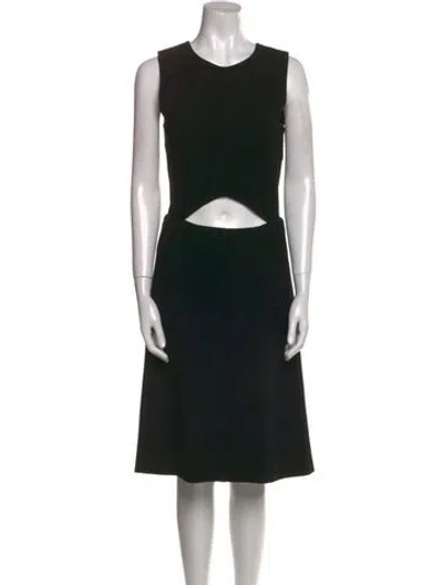 Pre-owned Suno Crew Neck Midi Length Dress In Black