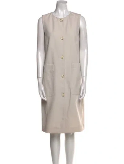Pre-owned Suno Crew Neck Midi Length Dress In Neutral