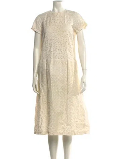 Pre-owned Suno Crew Neck Midi Length Dress In Neutral