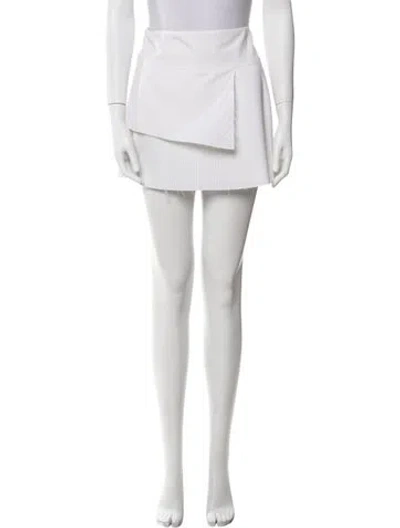 Pre-owned Suno Distressed Accents Mini Skirt In White