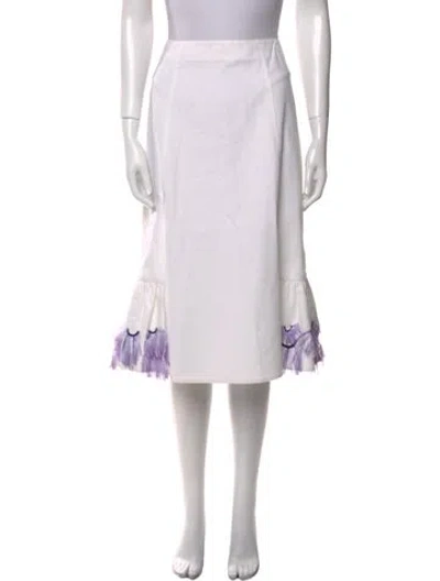Pre-owned Suno Embroidered Accent Knee-length Skirt In White