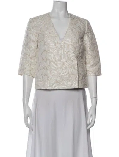 Pre-owned Suno Floral Print Evening Jacket In White