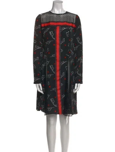 Pre-owned Suno Floral Print Knee-length Dress In Black