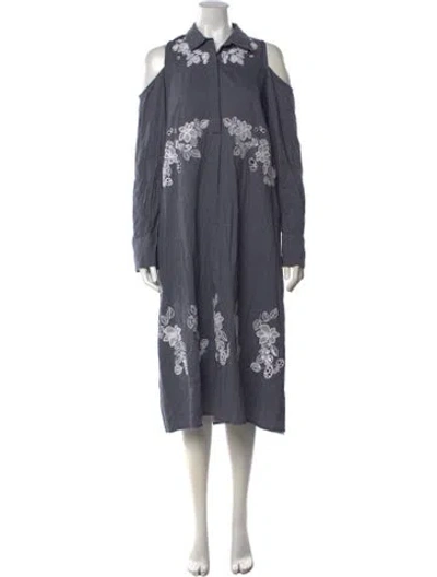 Pre-owned Suno Floral Print Knee-length Dress In Blue