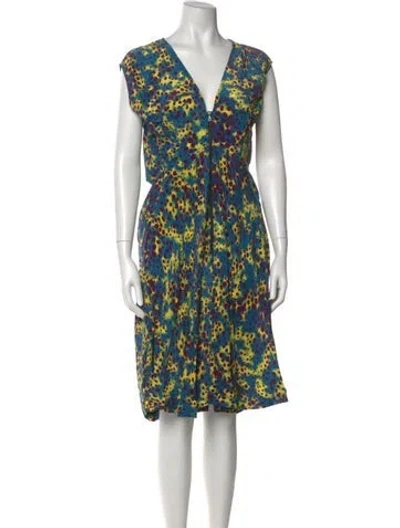 Pre-owned Suno Floral Print Knee-length Dress In Green