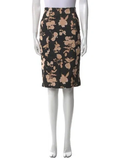 Pre-owned Suno Floral Print Knee-length Skirt In Black