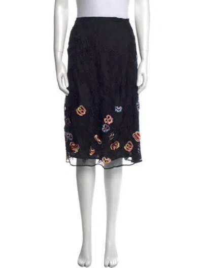 Pre-owned Suno Floral Print Knee-length Skirt In Black