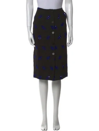 Pre-owned Suno Floral Print Knee-length Skirt In Black