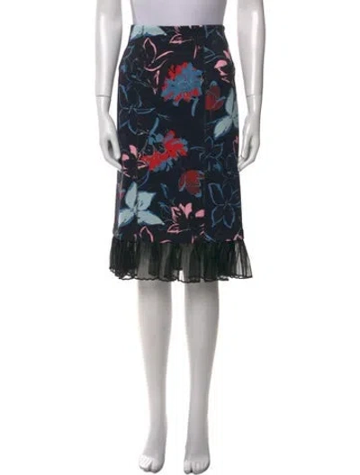 Pre-owned Suno Floral Print Knee-length Skirt In Black