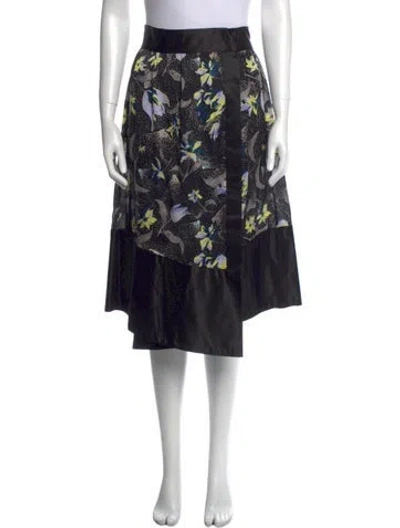 Pre-owned Suno Floral Print Knee-length Skirt In Black