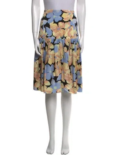 Pre-owned Suno Floral Print Knee-length Skirt In Blue