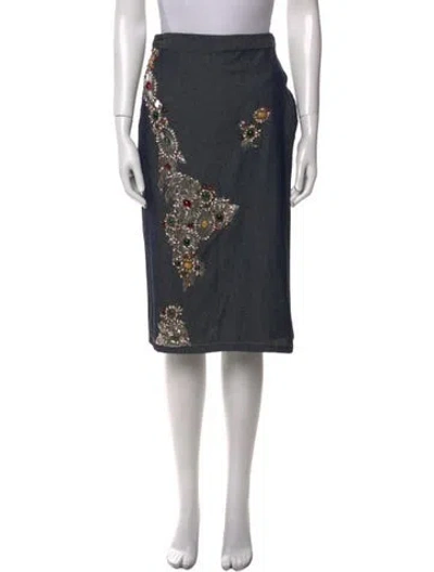 Pre-owned Suno Floral Print Knee-length Skirt In Gray
