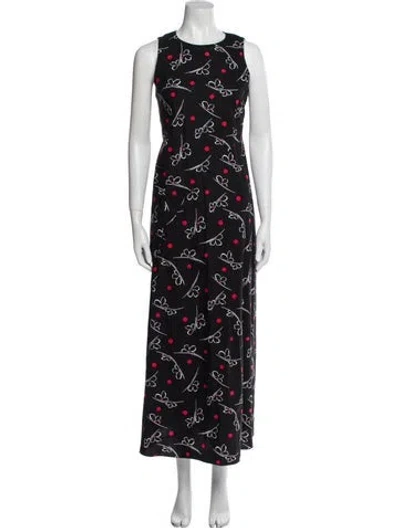 Pre-owned Suno Floral Print Long Dress In Black