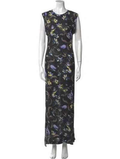 Pre-owned Suno Floral Print Long Dress In Black