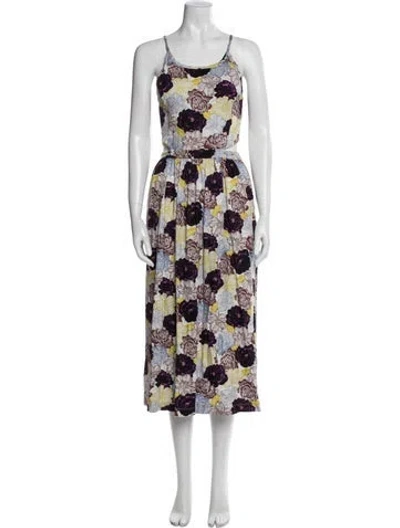 Pre-owned Suno Floral Print Long Dress In Blue