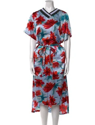 Pre-owned Suno Floral Print Long Dress In Blue