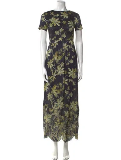Pre-owned Suno Floral Print Long Dress In Blue