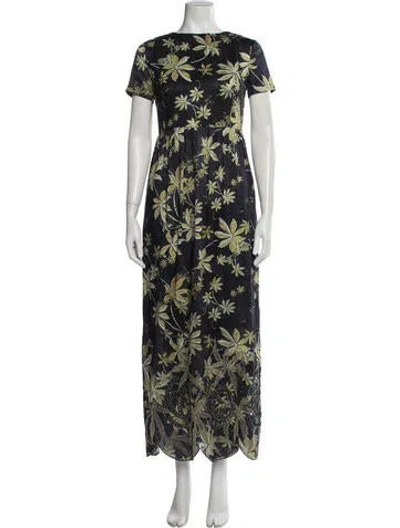 Pre-owned Suno Floral Print Long Dress In Blue