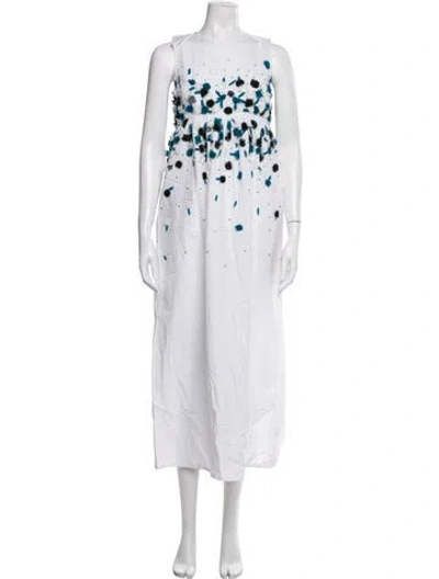 Pre-owned Suno Floral Print Long Dress In White