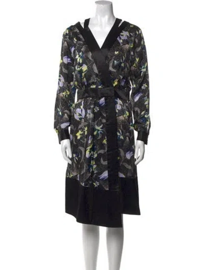 Pre-owned Suno Floral Print Midi Length Dress In Black
