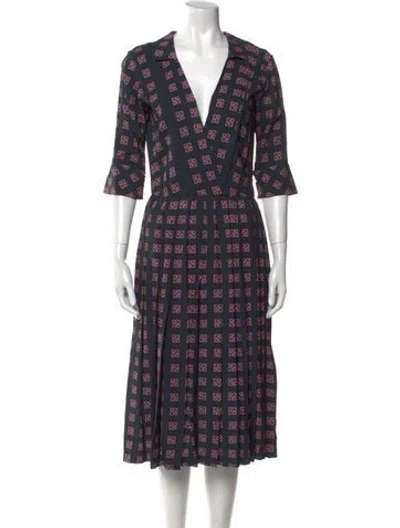 Pre-owned Suno Floral Print Midi Length Dress In Blue