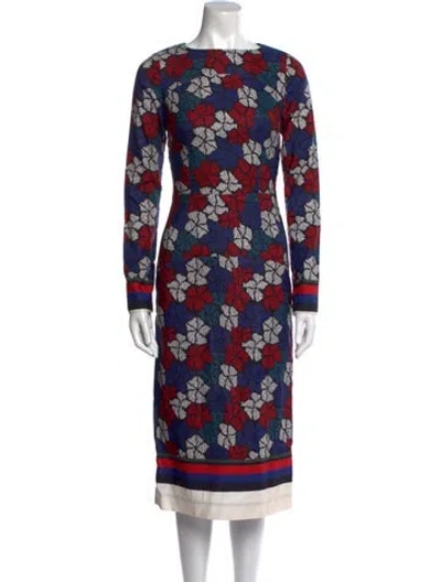 Pre-owned Suno Floral Print Midi Length Dress In Blue