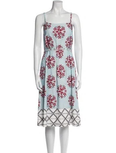 Pre-owned Suno Floral Print Midi Length Dress In Blue