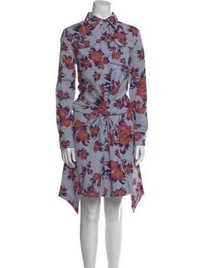 Pre-owned Suno Floral Print Midi Length Dress In Blue