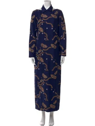 Pre-owned Suno Floral Print Midi Length Dress In Blue