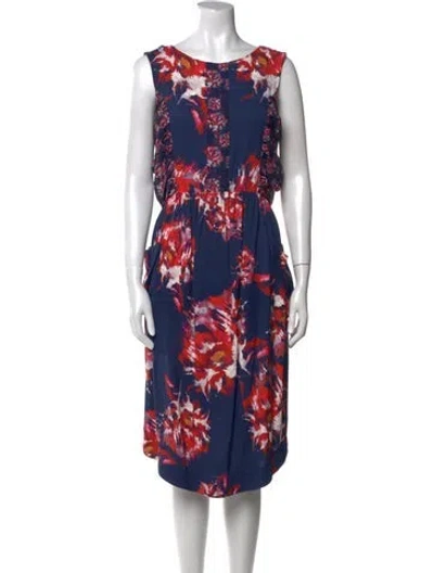 Pre-owned Suno Floral Print Midi Length Dress In Blue