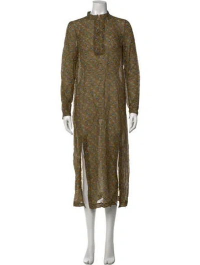 Pre-owned Suno Floral Print Midi Length Dress In Green