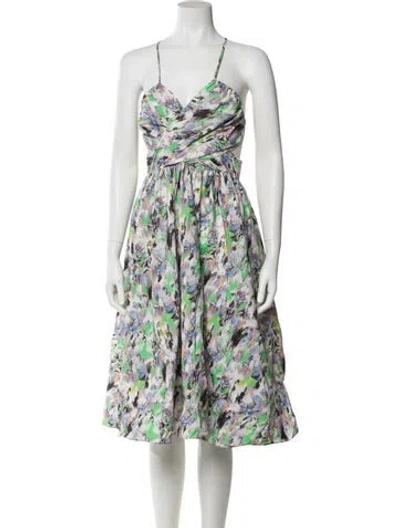 Pre-owned Suno Floral Print Midi Length Dress In Green